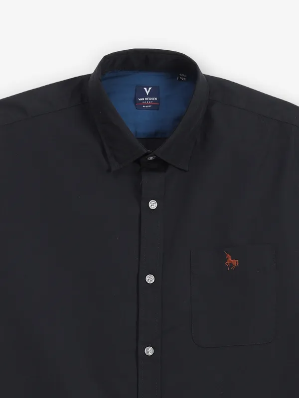 VAN HEUSEN plain black cutaway shirt for men