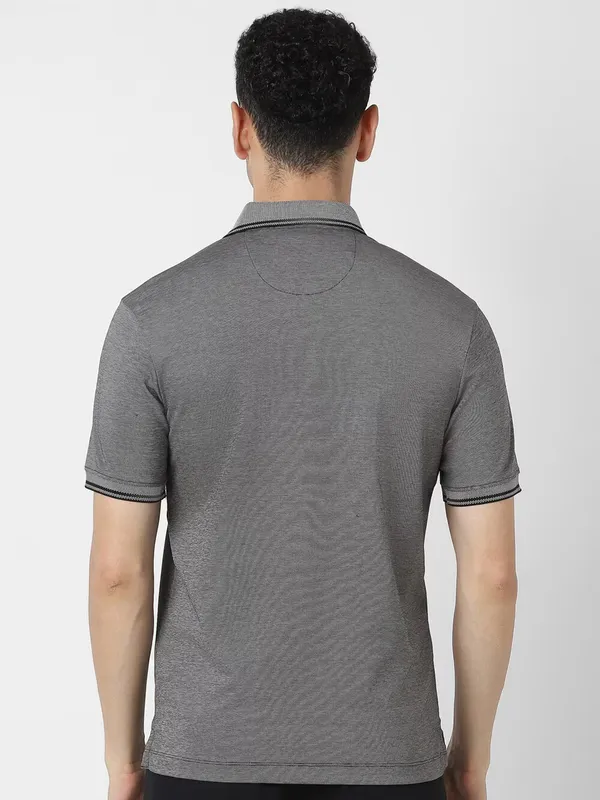 VAN HEUSEN plain grey cotton slim fit t-shirt