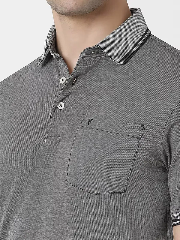 VAN HEUSEN plain grey cotton slim fit t-shirt