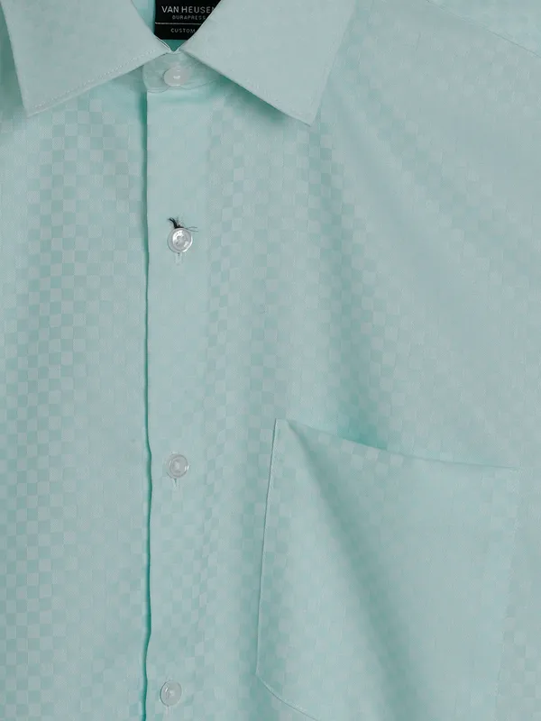 Van Heusen sea green textured cotton shirt
