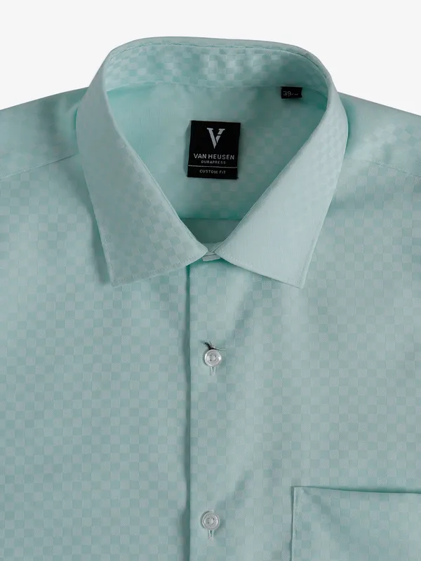 Van Heusen sea green textured cotton shirt