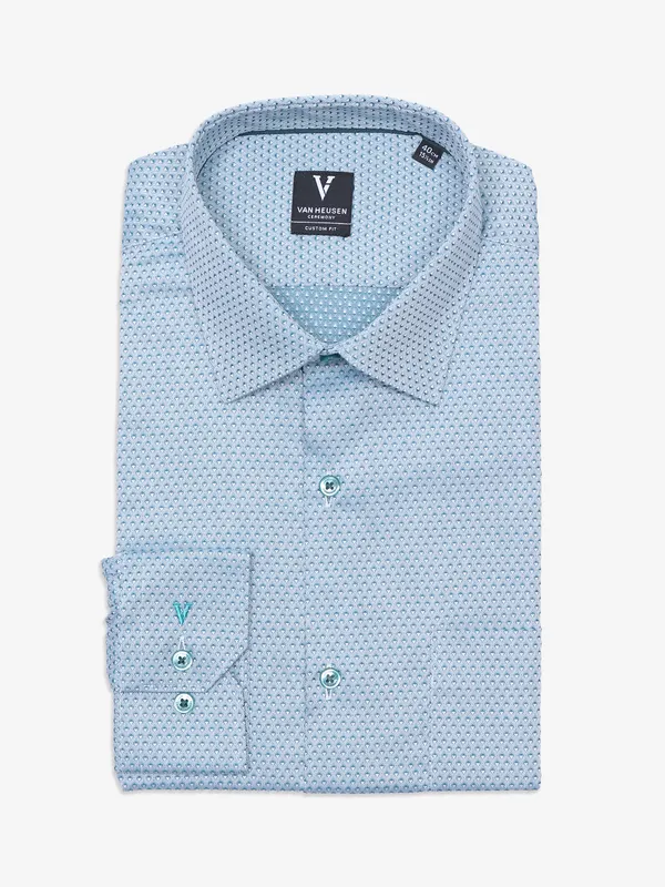 Van Heusen sky blue cotton printed shirt