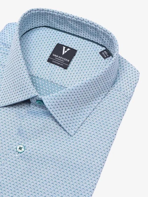 Van Heusen sky blue cotton printed shirt