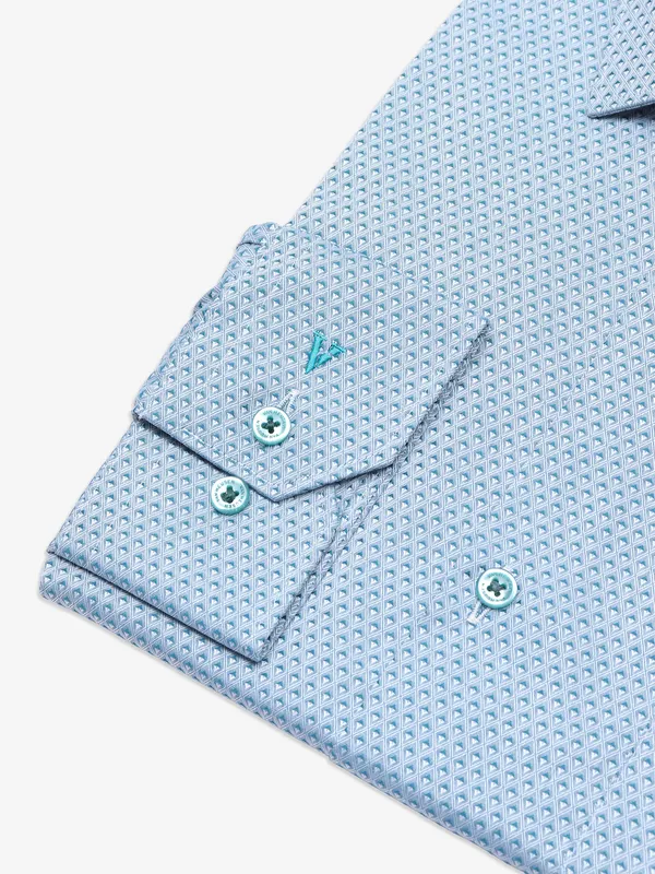 Van Heusen sky blue cotton printed shirt