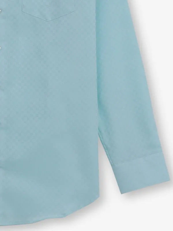VAN HEUSEN sky blue textured shirt for men
