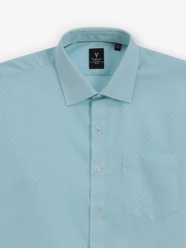 VAN HEUSEN sky blue textured shirt for men