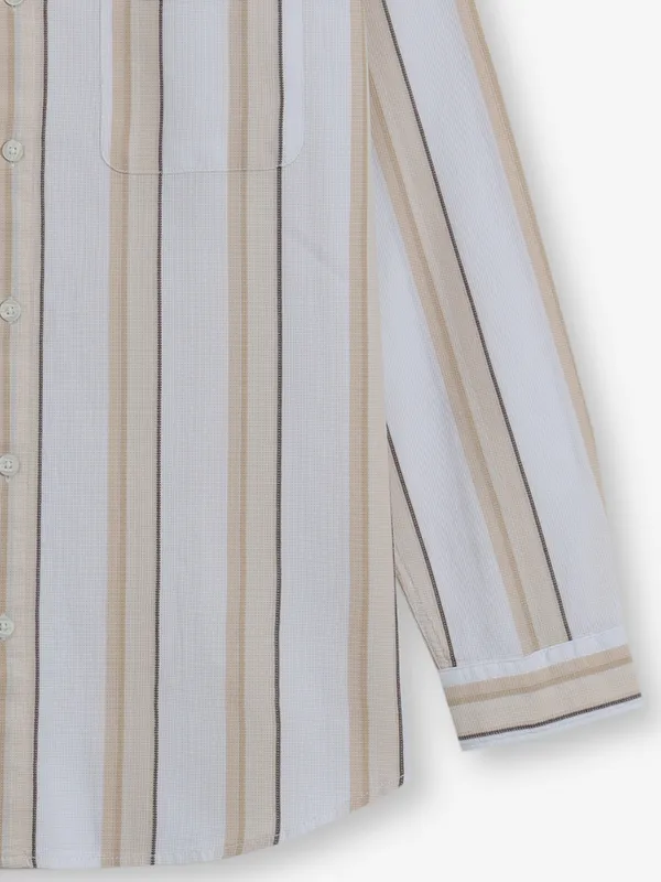 VAN HEUSEN stripe beige shirt for men