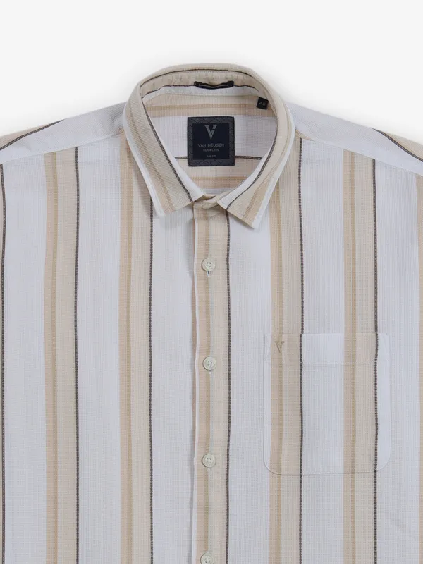 VAN HEUSEN stripe beige shirt for men
