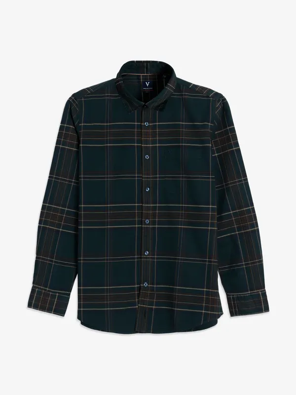 Van Heusen teal green checks shirt