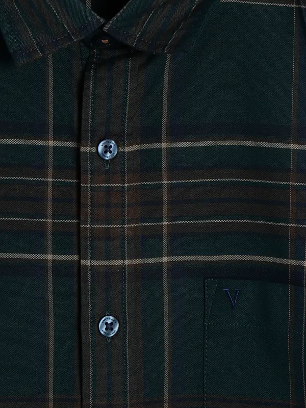Van Heusen teal green checks shirt