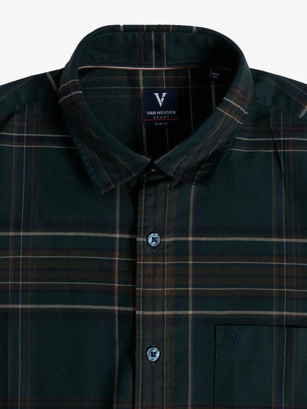 Van Heusen teal green checks shirt