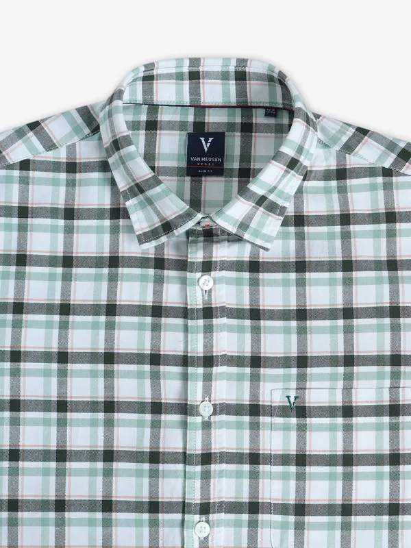 Van Heusen white and green checks shirt