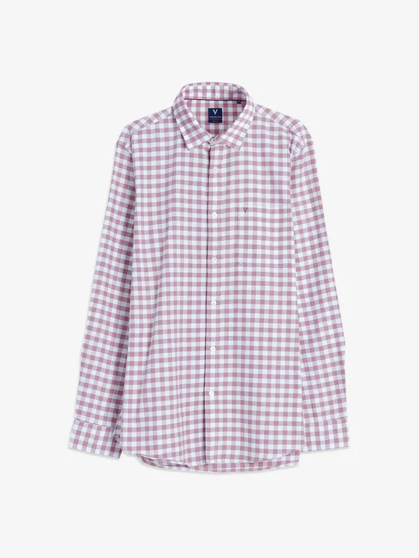 Van Heusen white and peach checks shirt