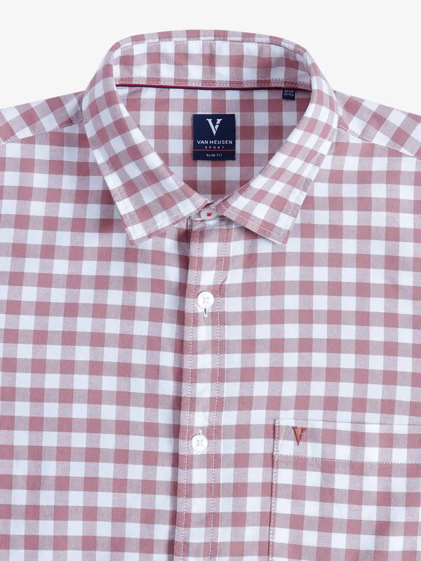 Van Heusen white and peach checks shirt