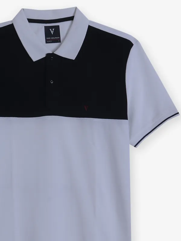 VAN HEUSEN white color block cotton t-shirt