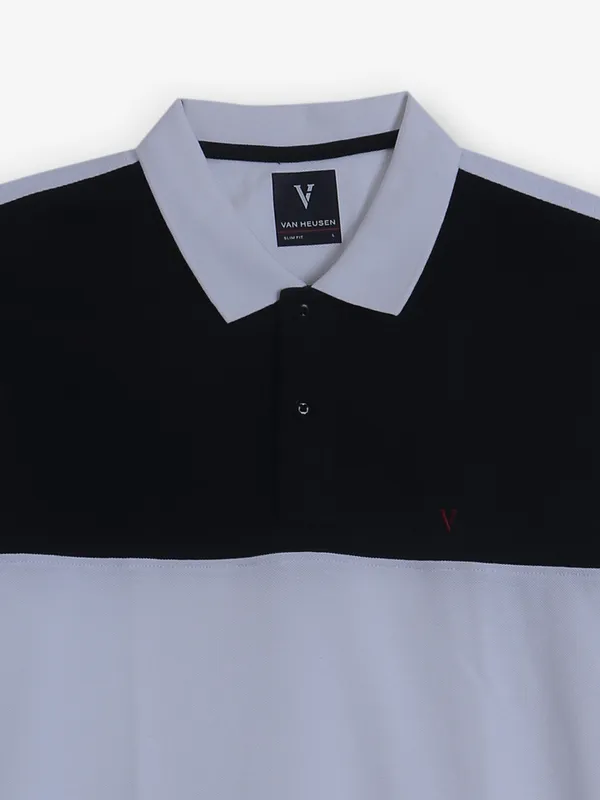 VAN HEUSEN white color block cotton t-shirt