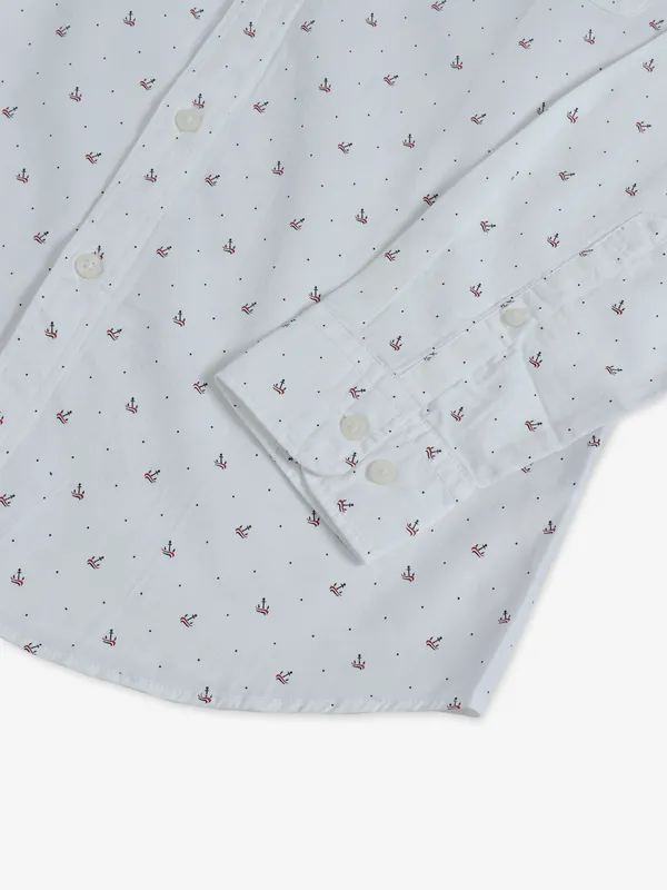 Van Heusen white cotton printed shirt