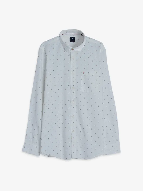 Van Heusen white cotton printed shirt