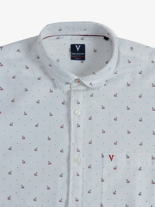 Van Heusen white cotton printed shirt