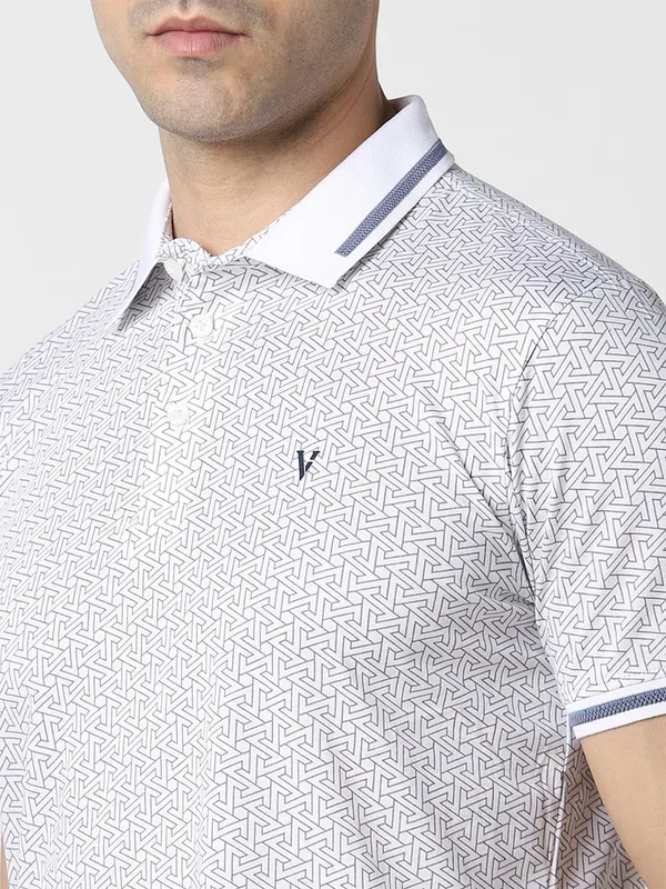 VAN HEUSEN white printed polo t-shirt