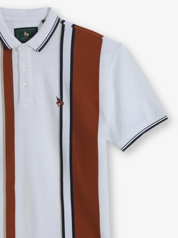VAN HEUSEN white stripe cotton t-shirt