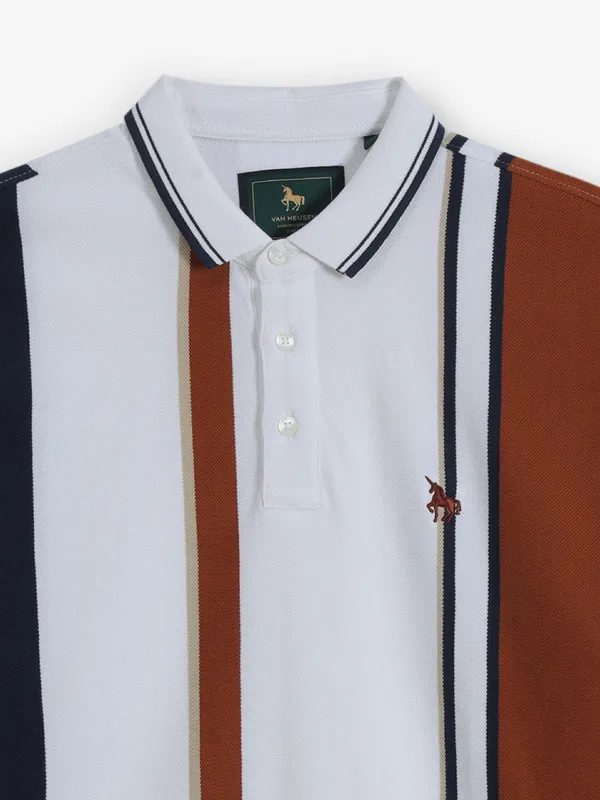 VAN HEUSEN white stripe cotton t-shirt