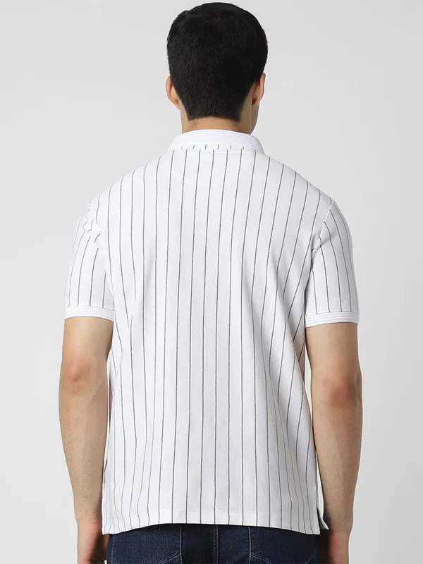 VAN HEUSEN white stripe polo t-shirt
