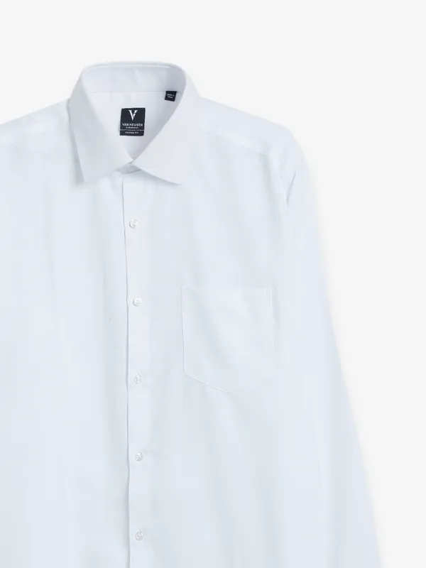 Van Heusen white texture cotton shirt