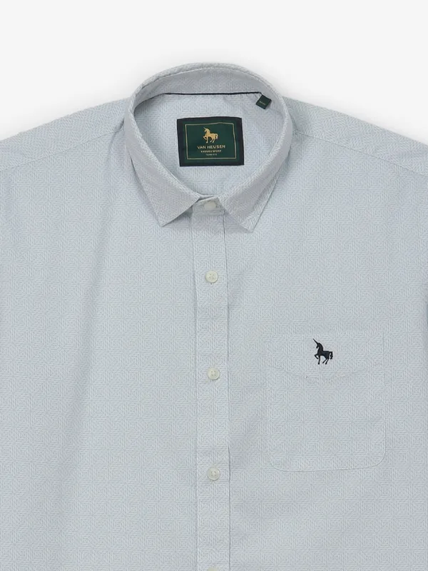 VAN HUESEN blue check casual cotton shirt