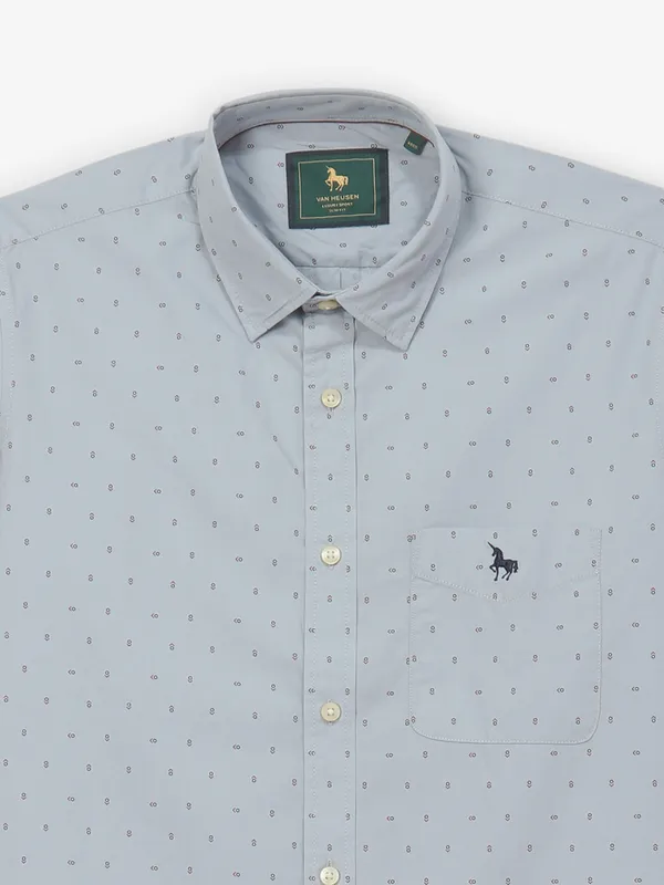 VAN HUESEN blue printed cotton shirt for casual wear