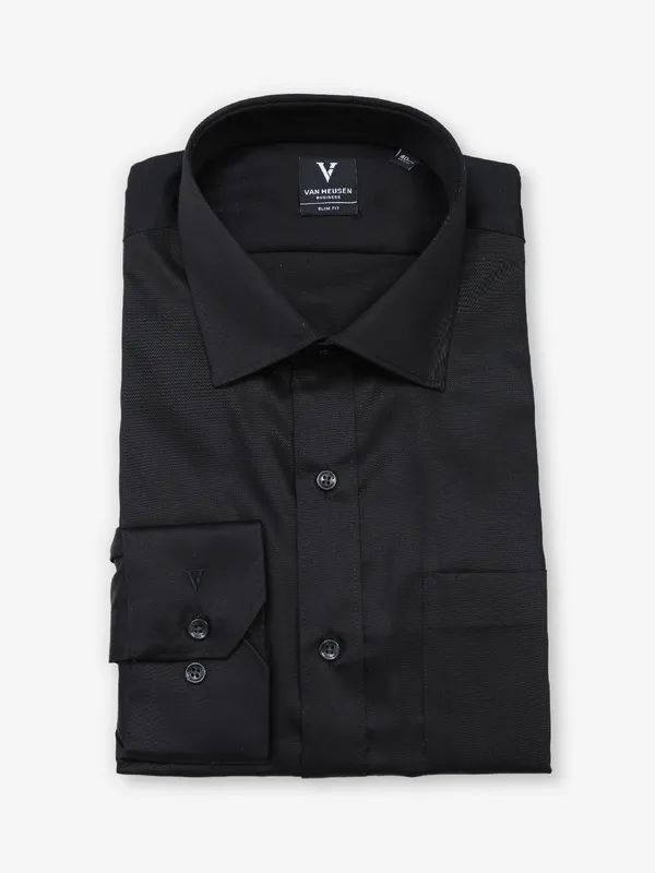 VAN HUESEN classic black cotton formal shirt