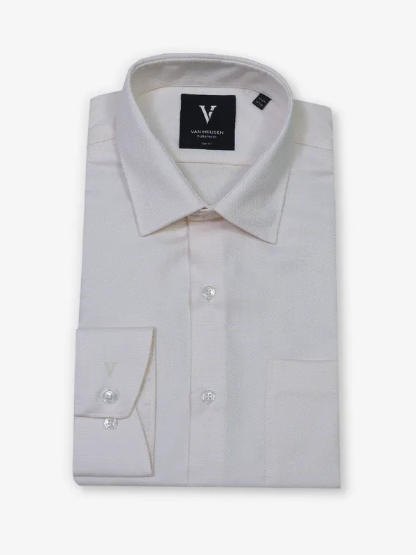 VAN HUESEN classy cream formal wear cotton shirt