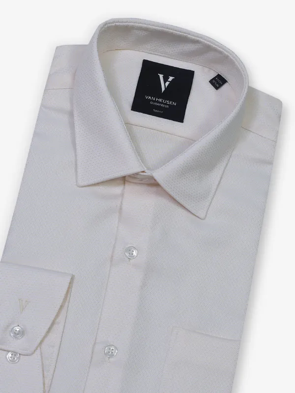 VAN HUESEN classy cream formal wear cotton shirt