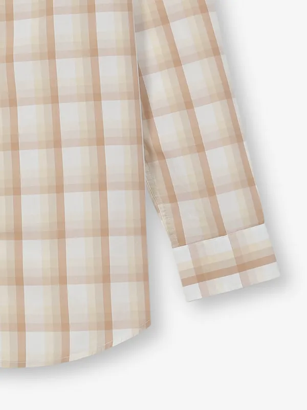 VAN HUESEN cream plain casual shirt in cotton