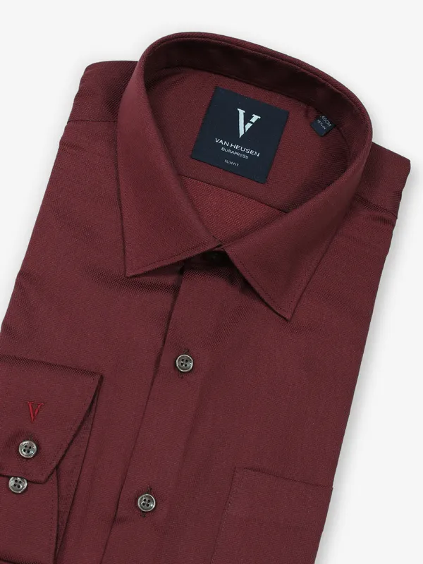 VAN HUESEN formal slim fit maroon shirt