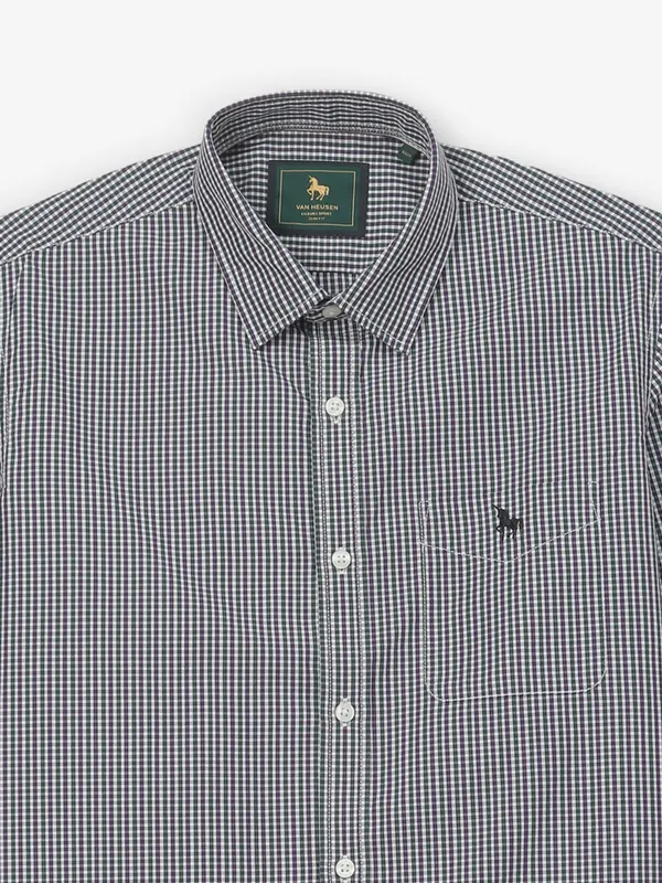 VAN HUESEN multi checks slim fit shirt for men