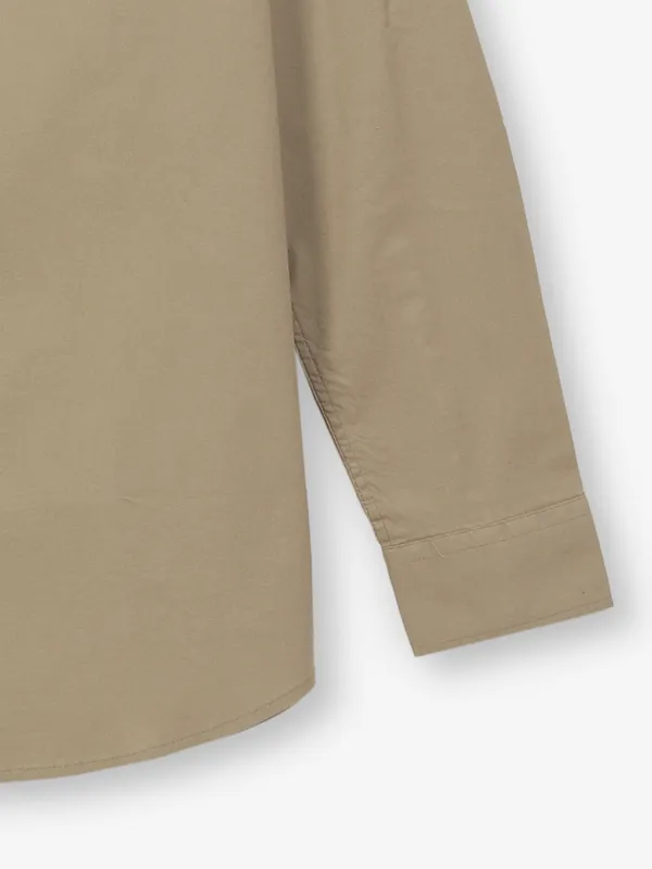 VAN HUESEN plain khakhi casual shirt with full sleeves
