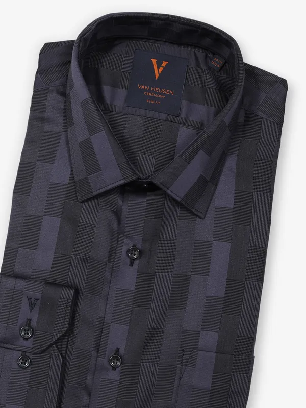 VAN HUESEN printed black formal wear shirt