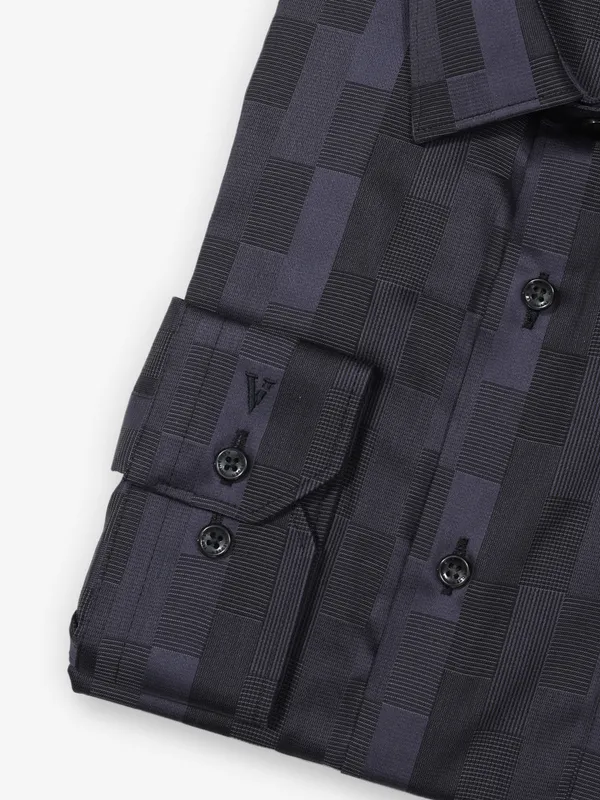 VAN HUESEN printed black formal wear shirt
