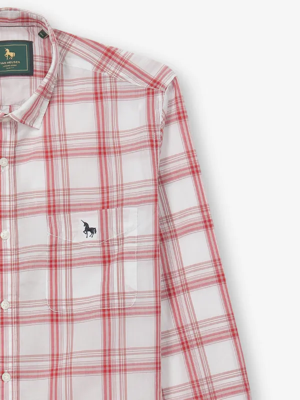 VAN HUESEN red checks cotton shirt