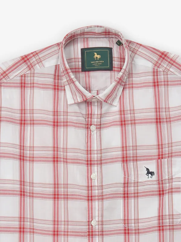 VAN HUESEN red checks cotton shirt