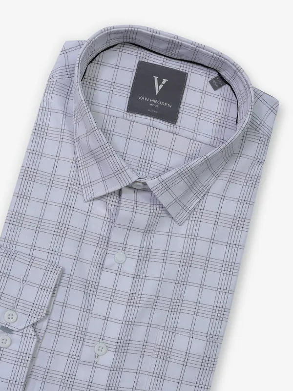 VAN HUESEN stylish white and black checks formal wear shirt