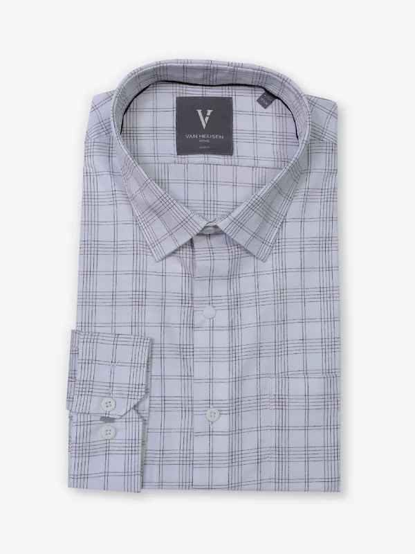 VAN HUESEN stylish white and black checks formal wear shirt