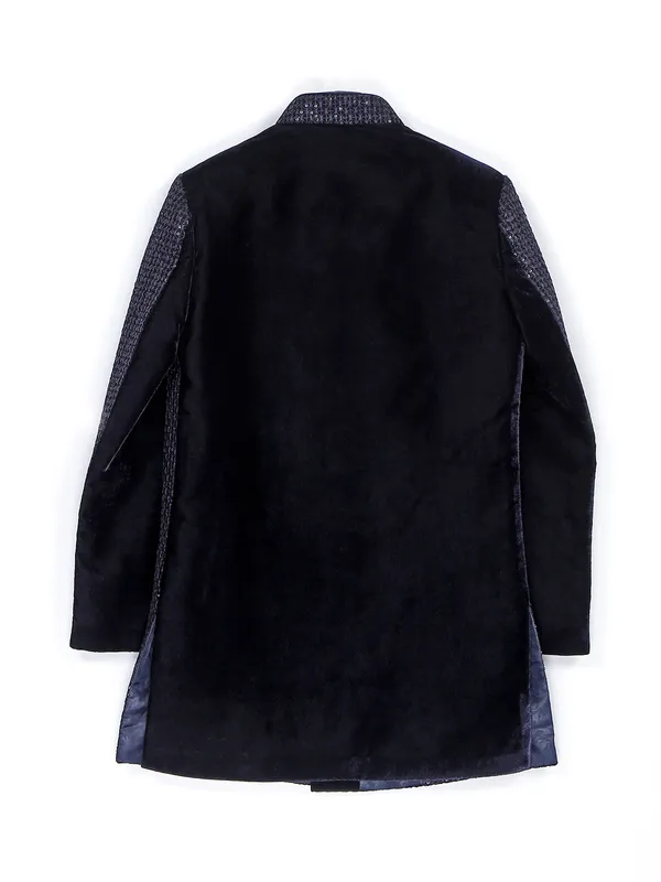 Velvet wedding wear navy indowestern