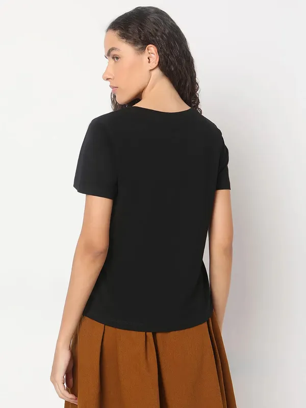 VERO MODA black printed cotton t-shirt