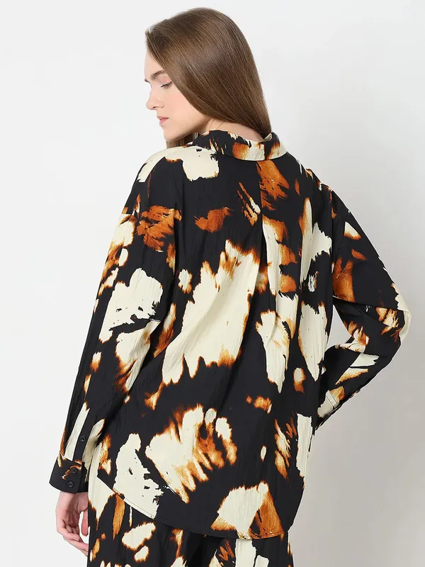 VERO MODA black viscose printed shirt