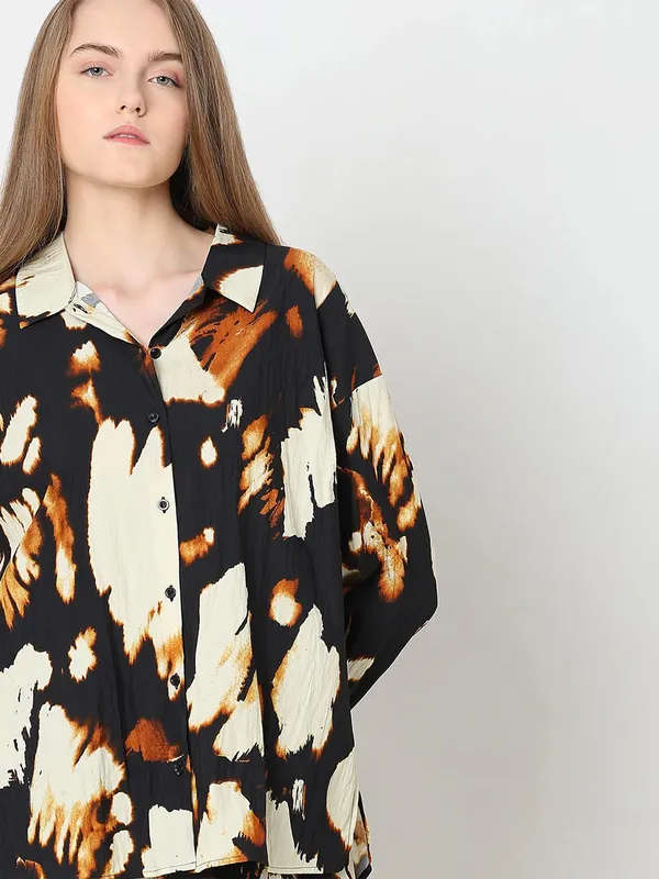 VERO MODA black viscose printed shirt
