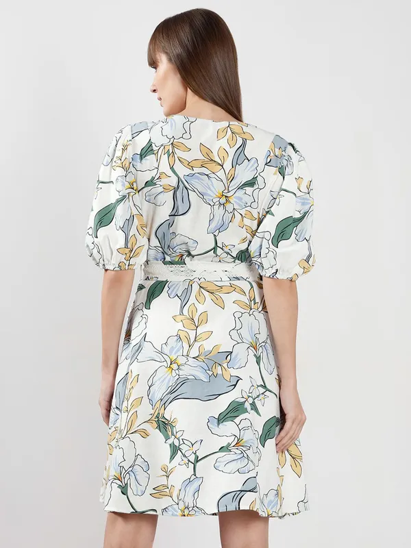 VERO MODA cotton printed white dress