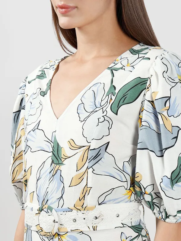 VERO MODA cotton printed white dress