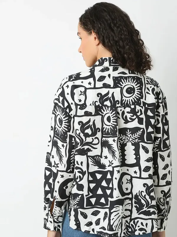 VERO MODA cotton white printed shirt for women